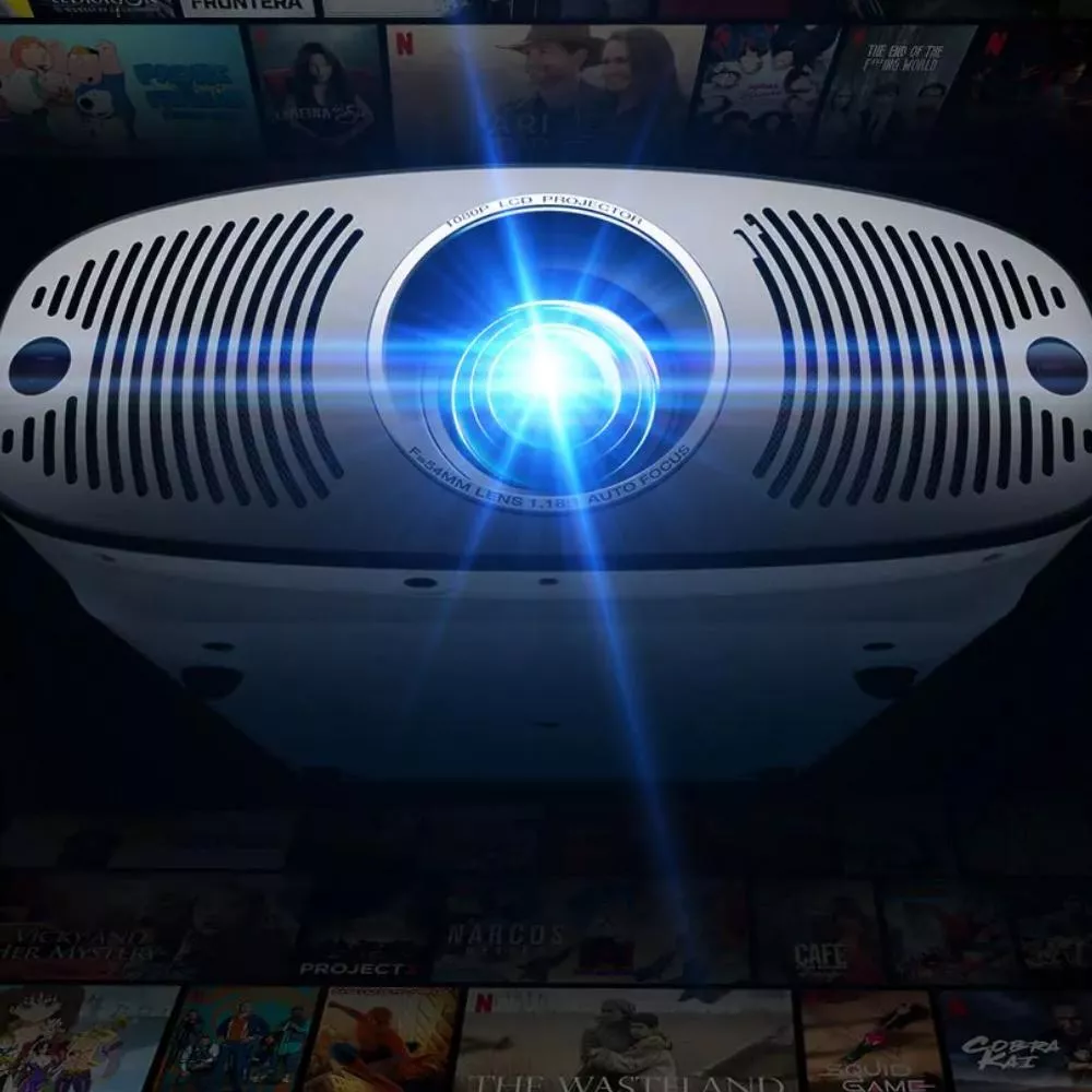 4K Vision Projector with Google TV & HDR10 – 1100 ANSI Lumens, 200-Inch Screen Size