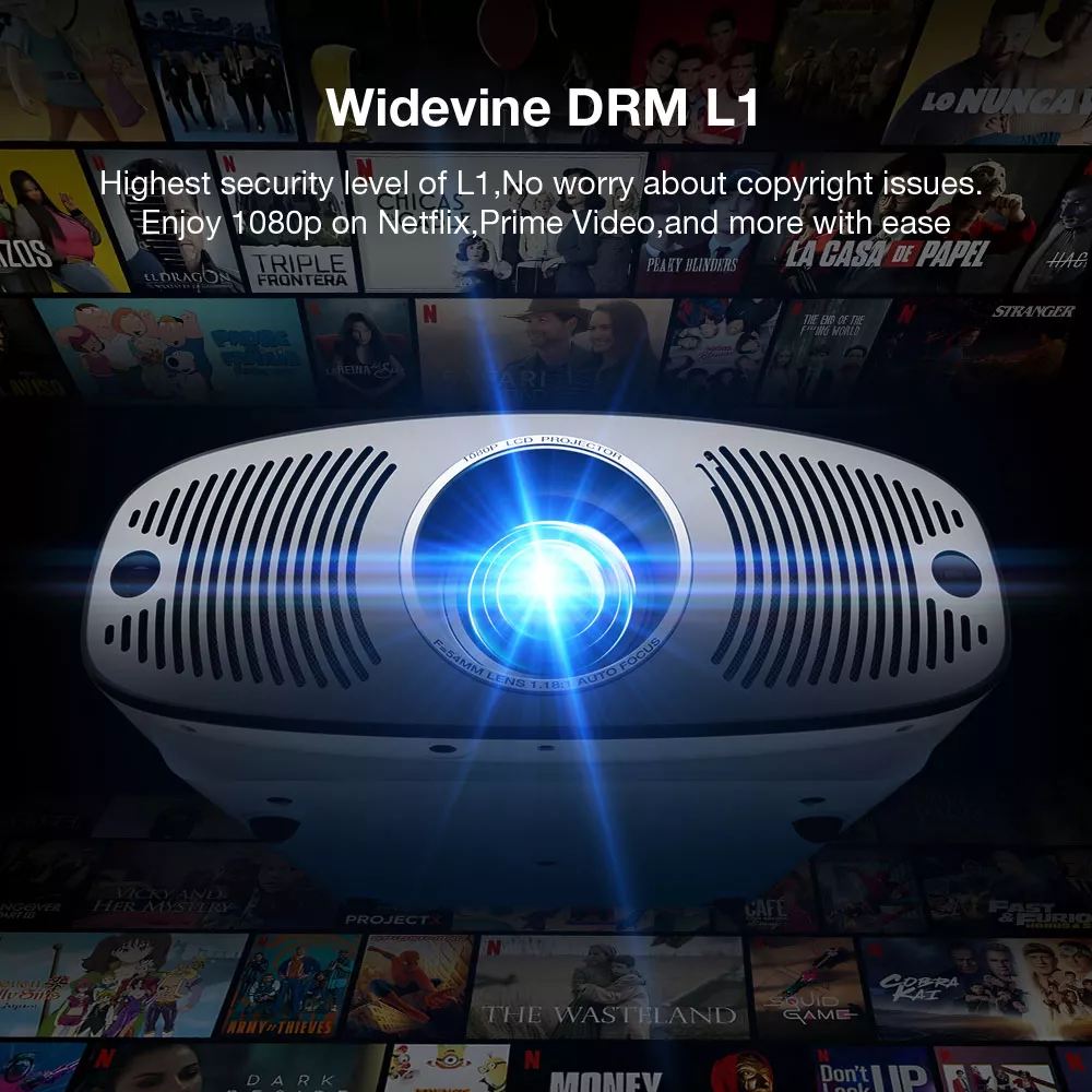 4K Vision Projector with Google TV & HDR10 – 1100 ANSI Lumens, 200-Inch Screen Size