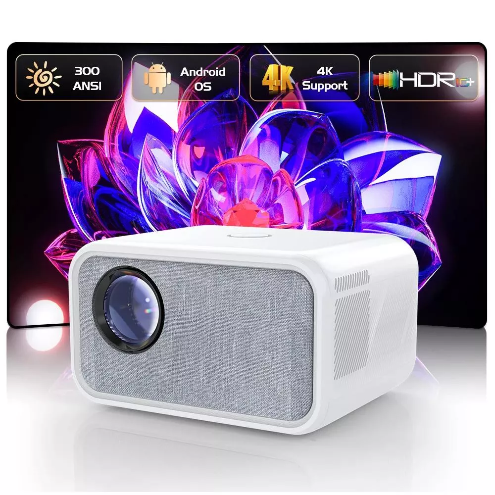 Full HD 1080P 4K Smart WiFi Projector with Android & Bluetooth