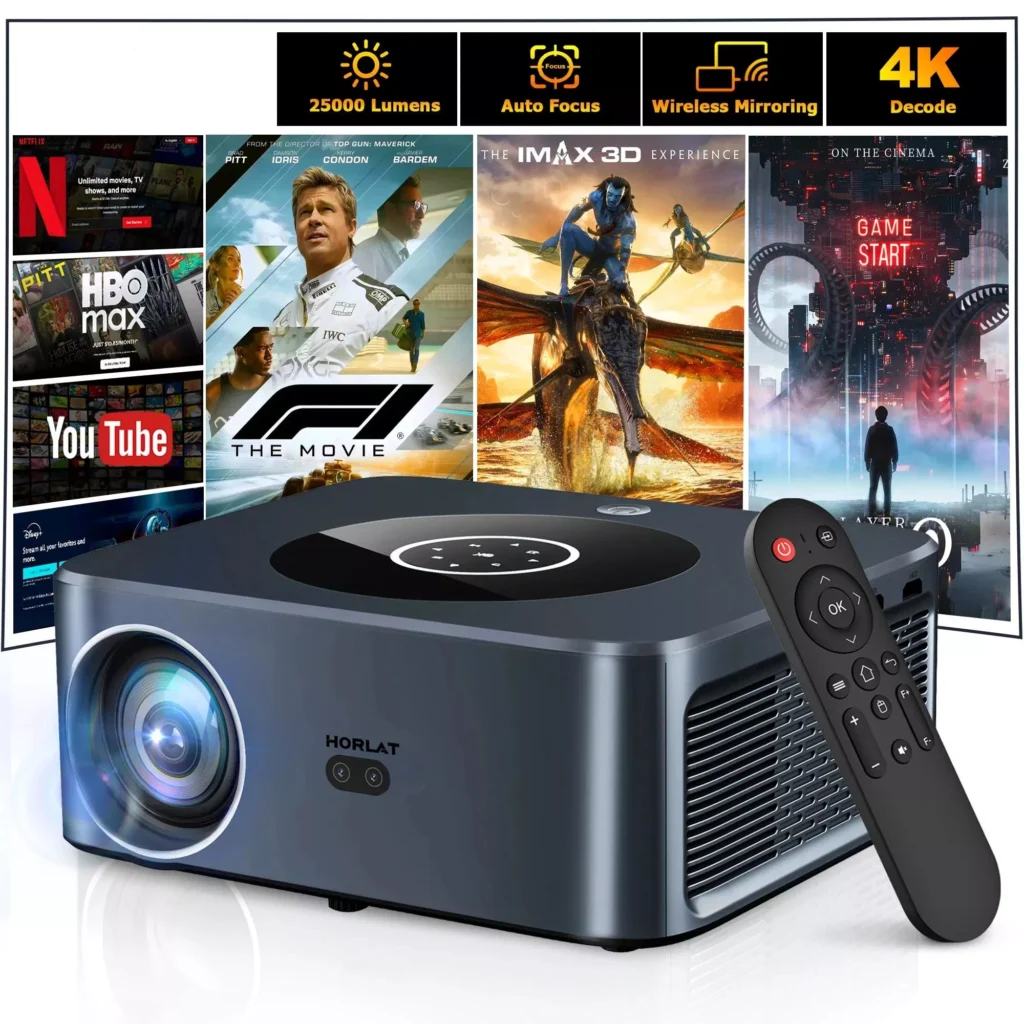 4K Ultra Bright Smart Home Theater Projector with Auto Focus & WiFi