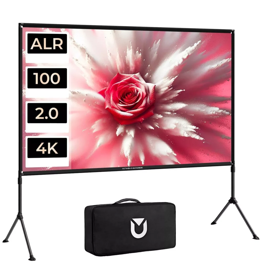 100″ E-ALR Projector Screen with Stand 2.0 Gain 4K HD Screen