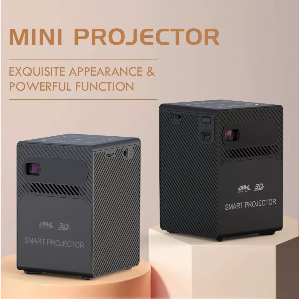 4K Smart Mini Projector with 3D, Android OS, WiFi & Built-in Battery