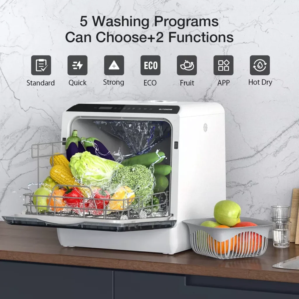 Compact Smart Table Dishwasher with High-Temperature Sterilization