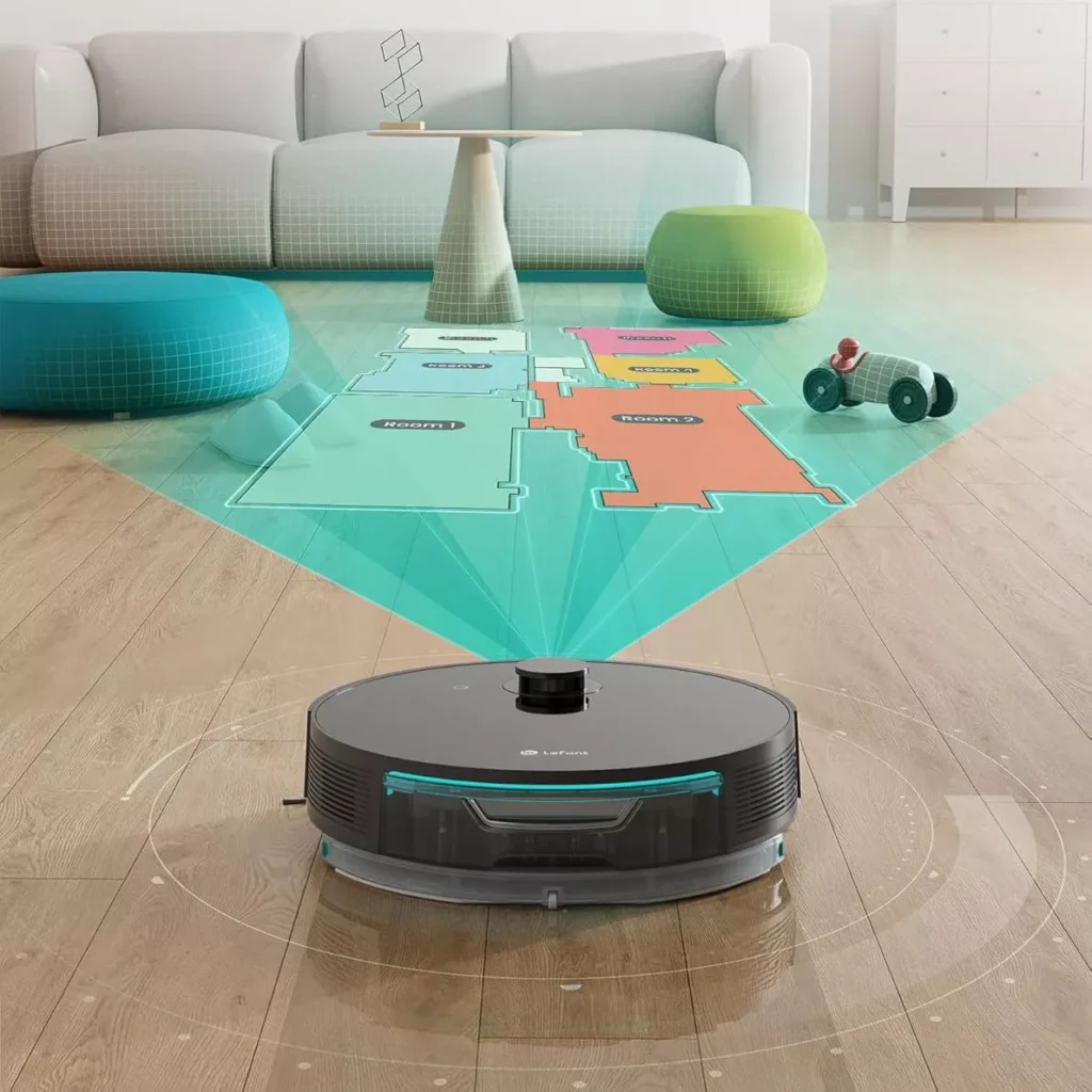 Smart Robot Vacuum Cleaner with Mop, 6000pa Suction, Laser Navigation