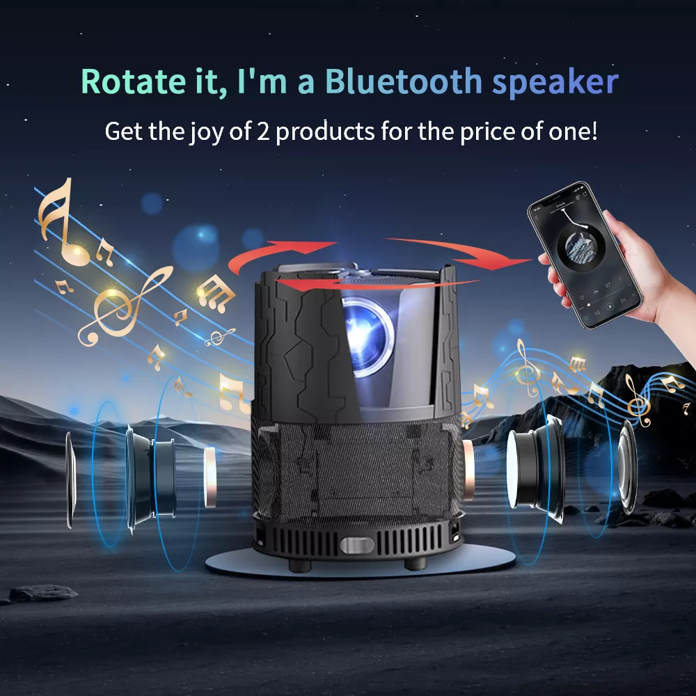 4K Mini Portable Projector with Android, WiFi, Auto Focus & Full HD 1080P