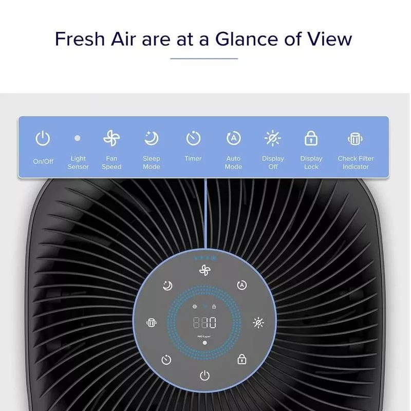 Smart Wi-Fi Air Purifier for Large Rooms with PM2.5 Monitor & Alexa Control