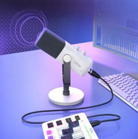 FIFINE Dynamic Microphone with Headphone Jack/RGB/Mute – Ultimate Recording & Gaming Mic