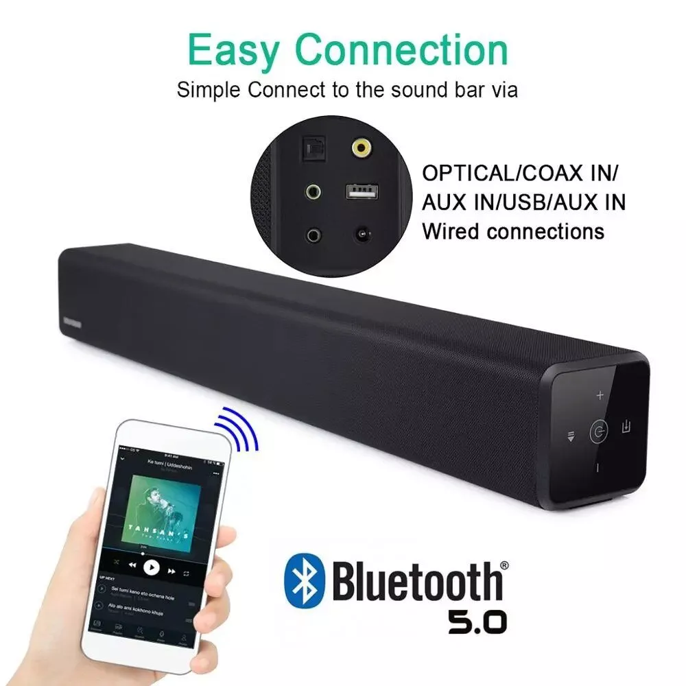 100W High-Fidelity Sound Bar – Bluetooth 5.0, 3D Surround Sound, Home Theater System