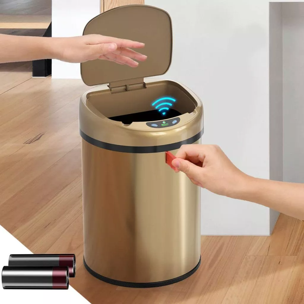 Luxury Gold Sensor Trash Can – 6L/8L/12L Infrared Motion & Touch Sensing
