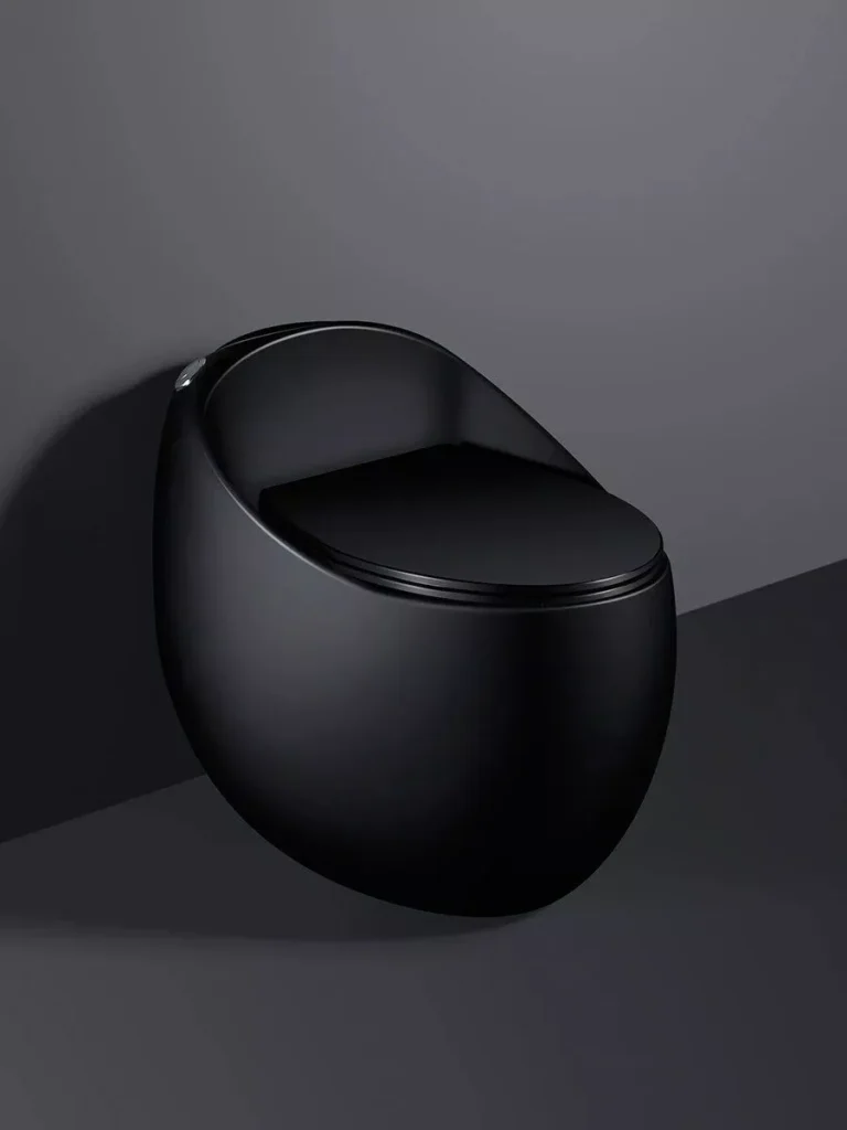 Matte Black Siphon Jet Toilet – Compact Egg-Shaped Design