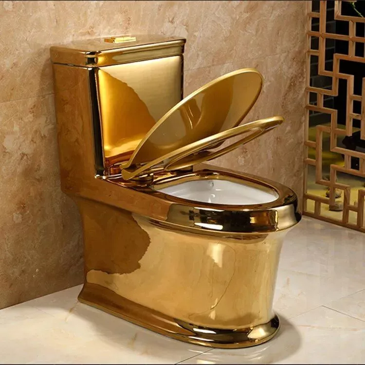 Luxurious Gold Electroplated Toilet with Cyclone Flushing and Automatic Operation