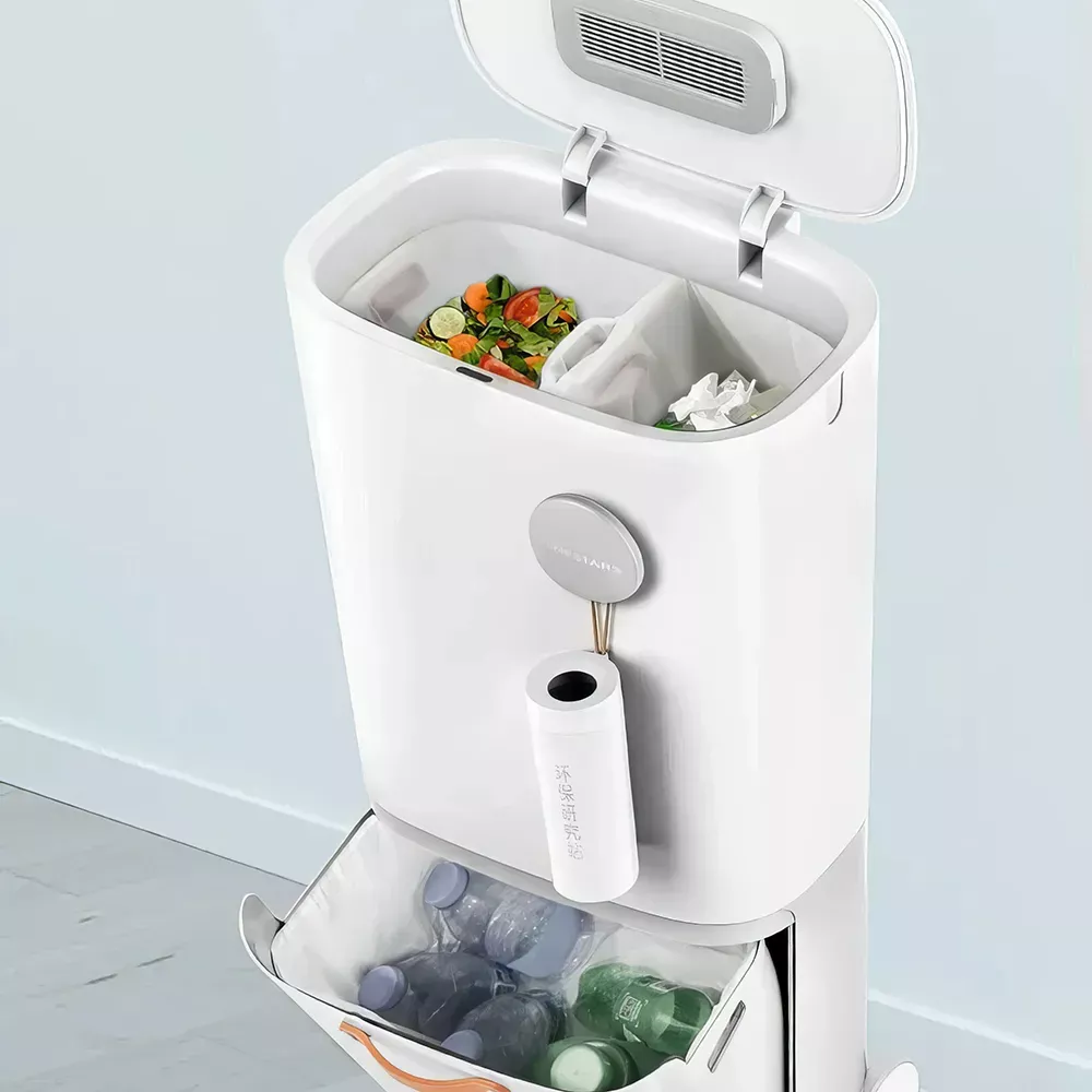 Household Smart Trash Bin with Double Layer Wet Dry Separation