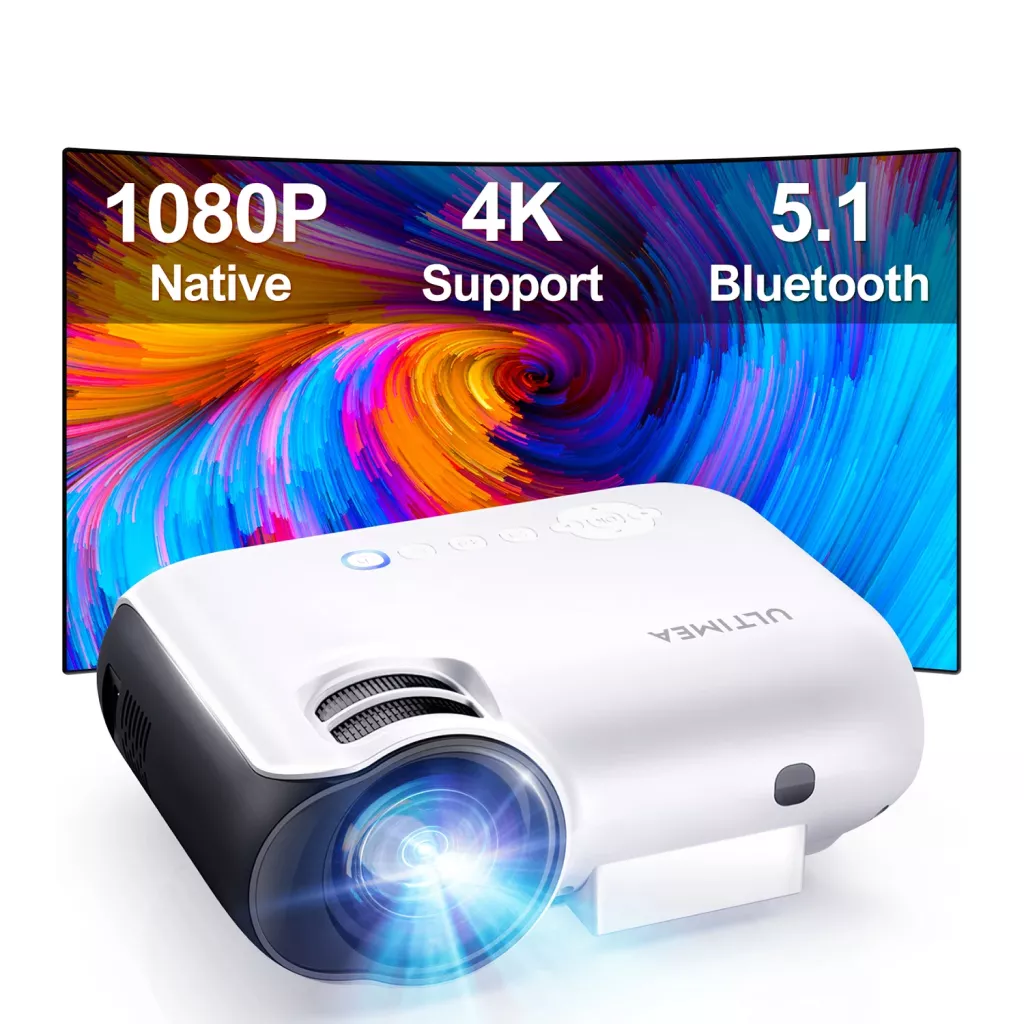 Portable Full HD 1080P Projector with 4K Support and Bluetooth 5.1
