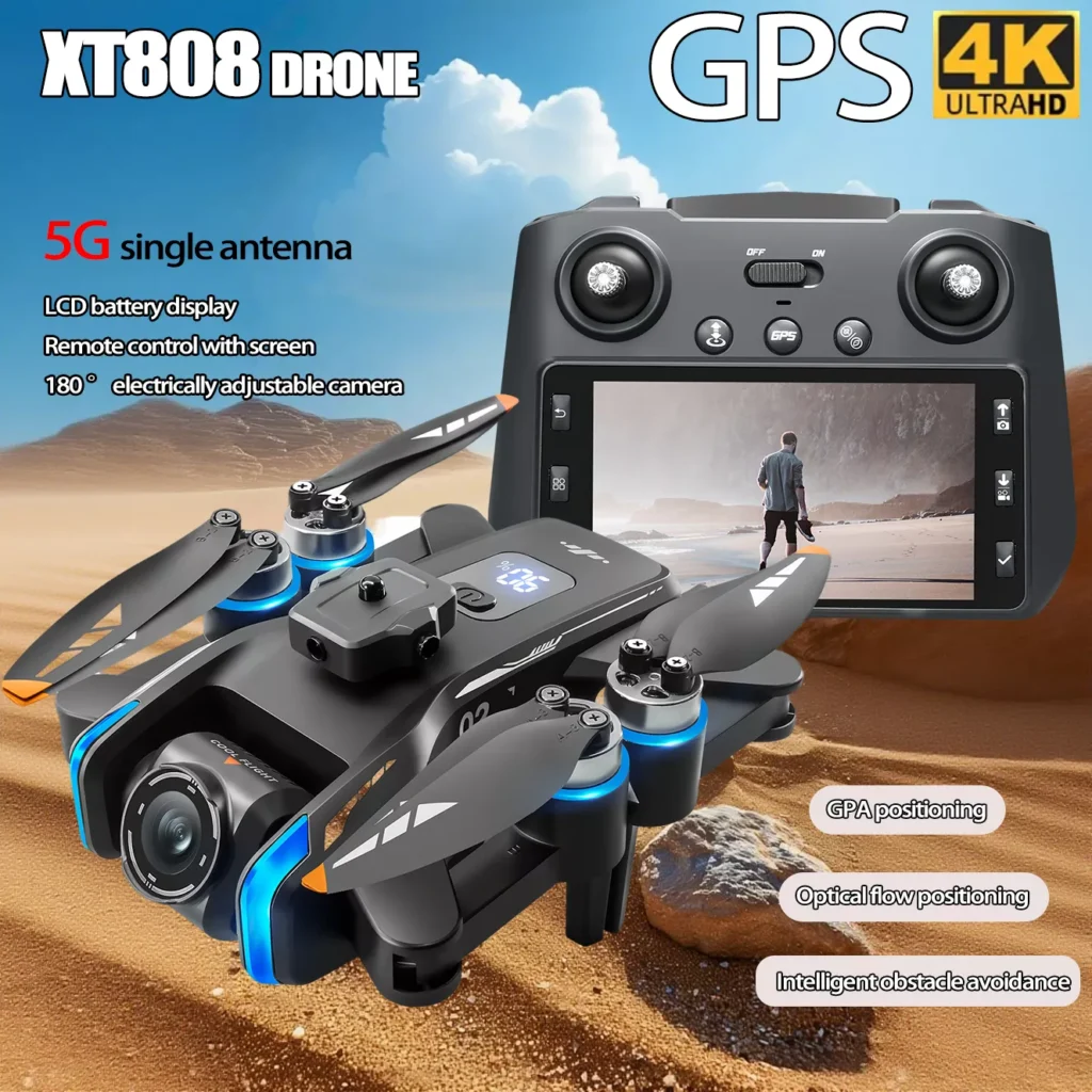 XT808 GPS 4K Dual Camera Drone with Screen & Brushless Motor
