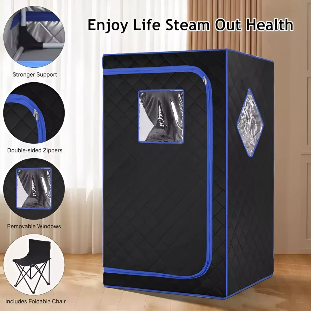 Portable Infrared Home Sauna with Foldable Chair & Heated Foot Pad
