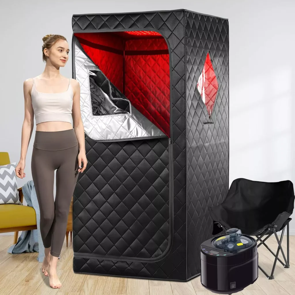 2-in-1 Portable Infrared Steam Sauna with 660nm Red Light Therapy & 4L Steamer