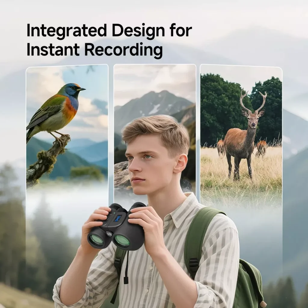 8×42 ED Digital Binoculars with LCD Display & Phone Sharing for Bird Watching