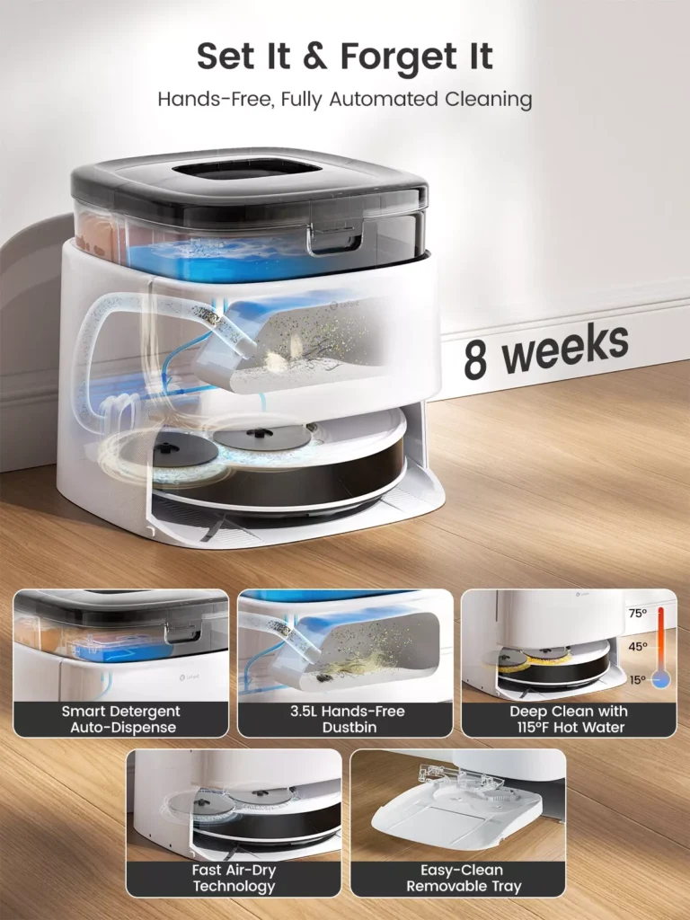 Smart Robot Vacuum and Mop – Self-Emptying with 12000Pa Suction