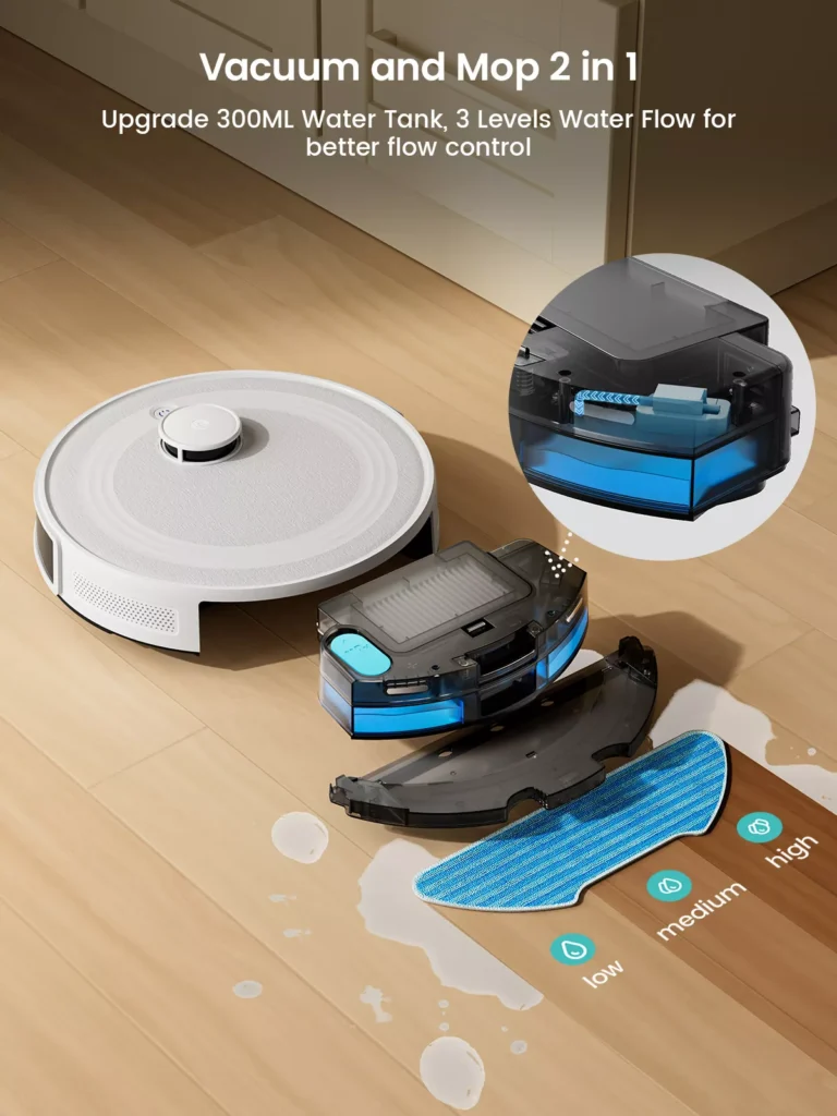 Smart Laser Navigation Robot Vacuum with 6000Pa Power & Pet Hair Cleaning