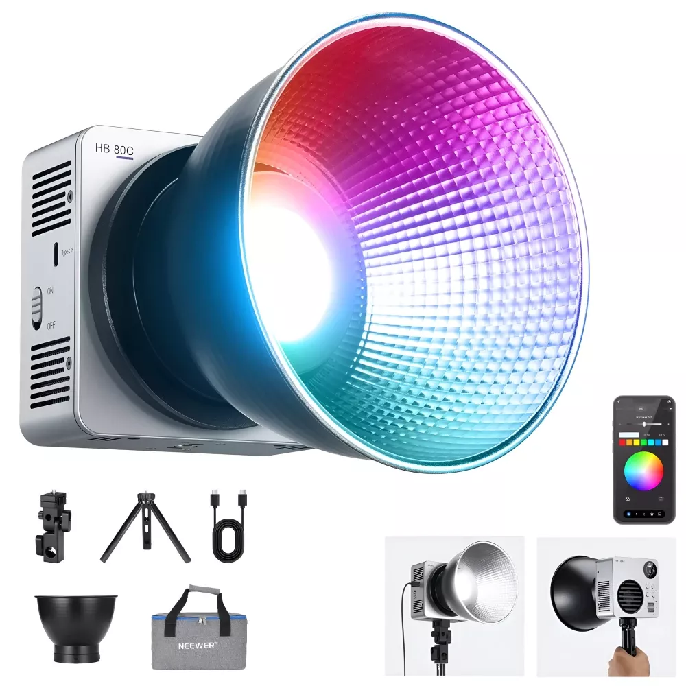 RGBWW LED Video Light 80W with Built-in Battery & Fast PD Charging