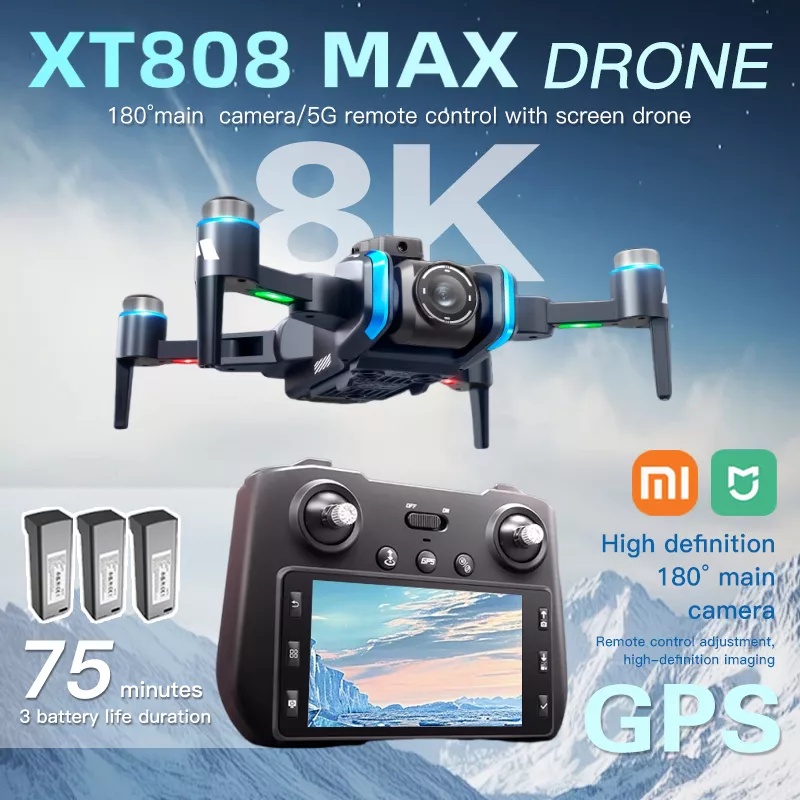 XT808GPS 4K 8K Dual Camera GPS Drone with Brushless Motor & 5G WiFi FPV