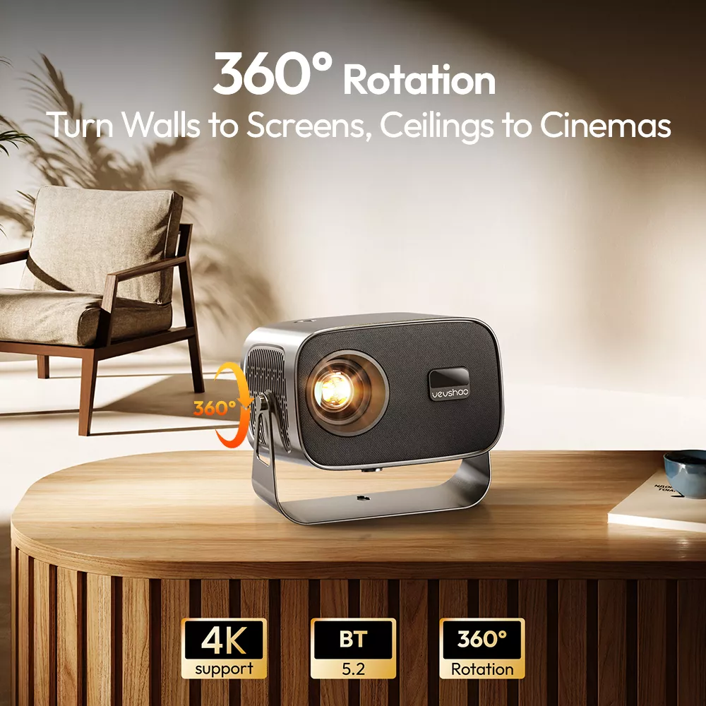360° Rotating Android Projector with Auto Focus & WiFi 6