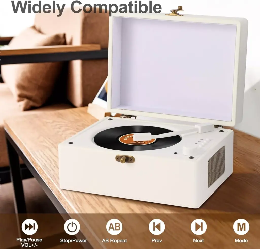 Retro CD Player with Bluetooth, USB Playback, and Built-In Rechargeable Speaker