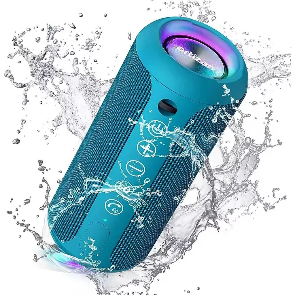 Portable Bluetooth Speaker with Bass Boost, RGB Lights & 30H Playtime