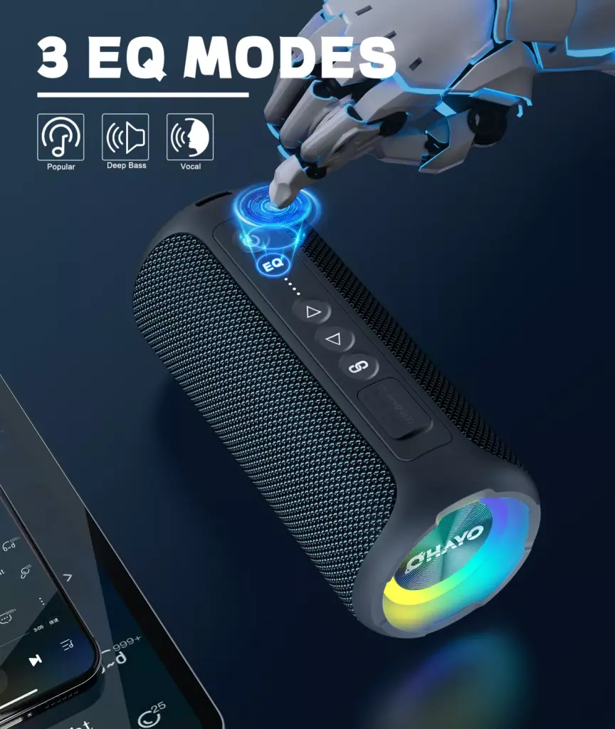 Portable Bluetooth Speaker with 40W Sound, Deep Bass, Lights & 30H Playtime