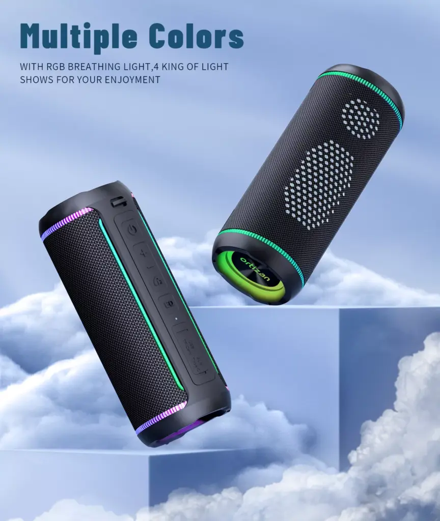 40W Waterproof Bluetooth Speaker with Deep Bass, RGB Lights & 30H Playtime