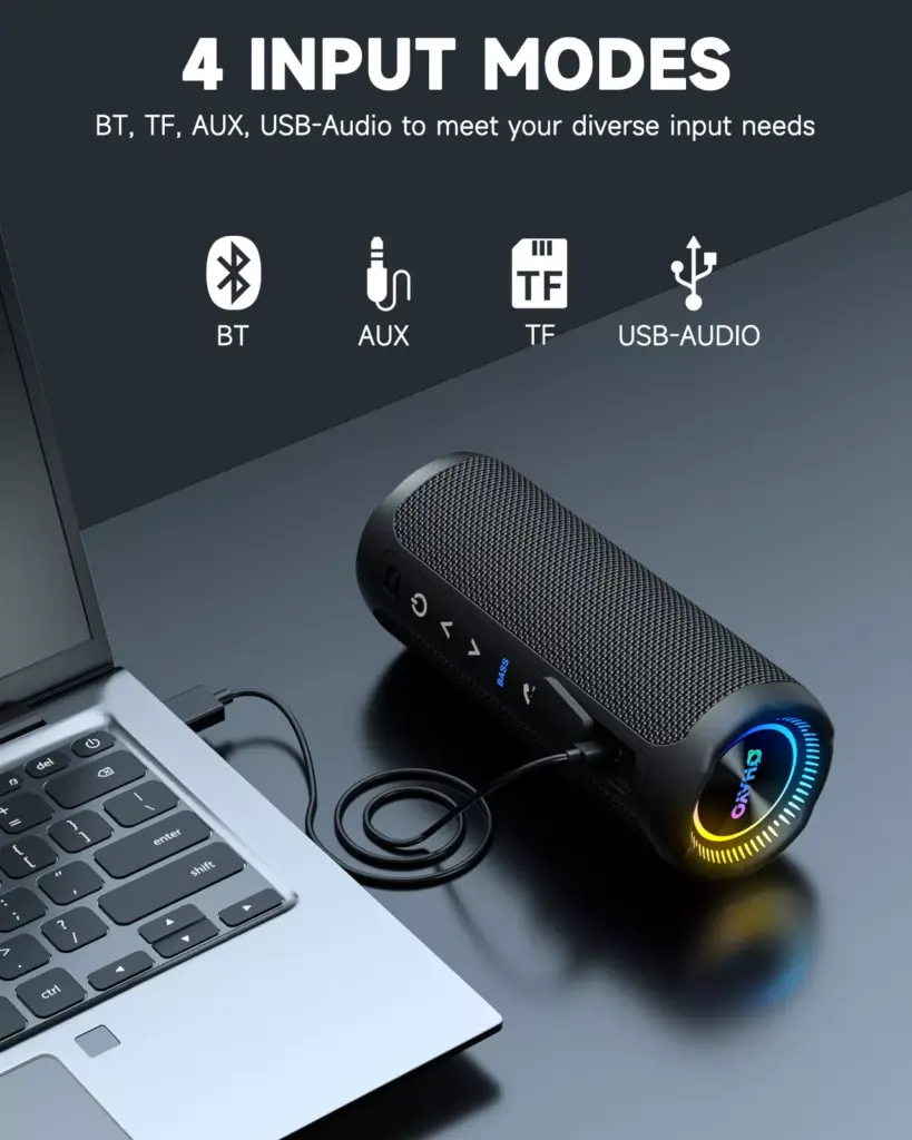 35W Portable Bluetooth Speaker with Deep Bass, Lights & 24H Playtime