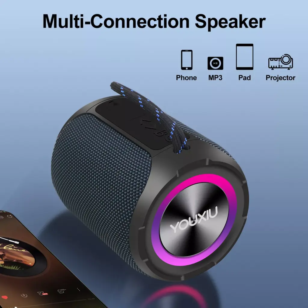 Portable Bluetooth Speaker with Subwoofer, IPX7 Waterproof, LED, 40W, BT5.0