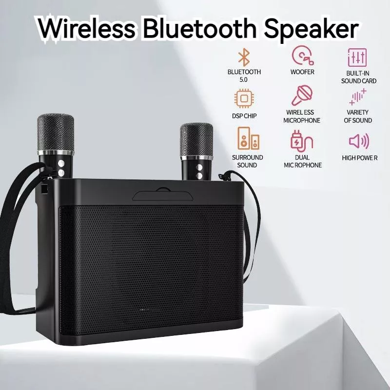 120W Bluetooth Karaoke Speaker with Subwoofer & Dual Wireless Mics
