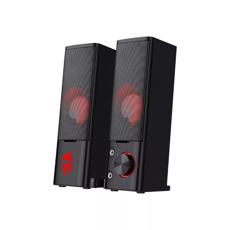 2.0 Channel USB Desktop Gaming Speakers with Bass & Red Backlit Soundbar