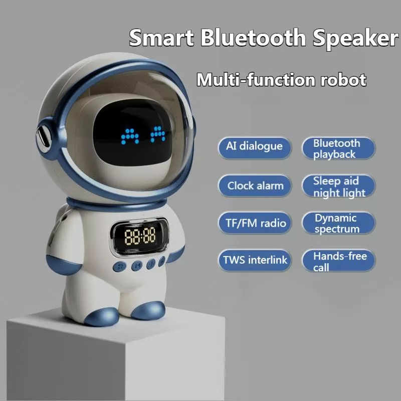 Mini Smart Astronaut Bluetooth Speaker with Alarm, FM, TF & Nightlight