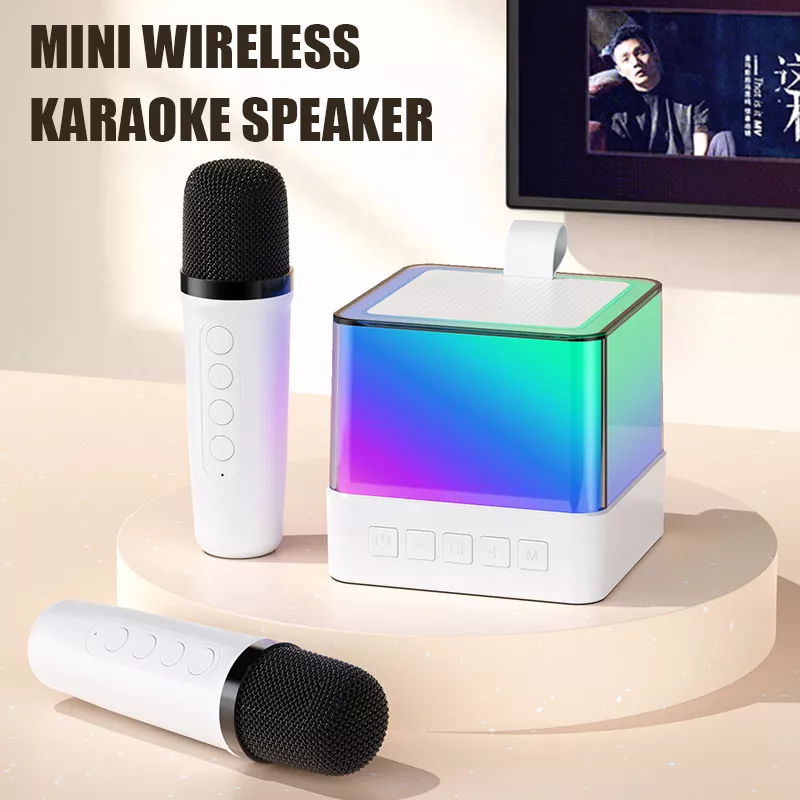 Portable Karaoke Machine with Subwoofer, Bluetooth Speaker & Wireless Mics