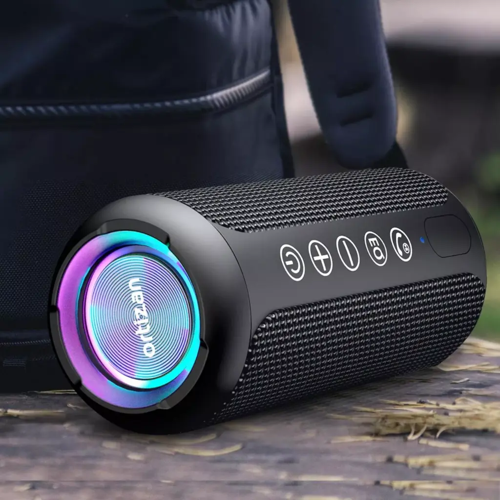 Portable Bluetooth Speaker with Lights, HD Stereo, Waterproof, 30H Playtime