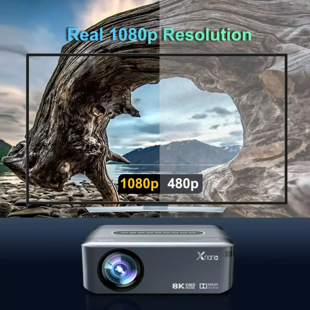 4K 1080P Portable LED Projector with WiFi, Bluetooth & Android OS