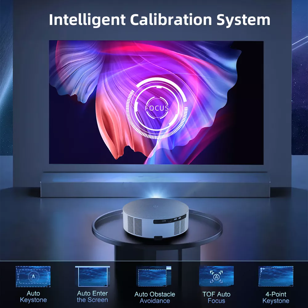 Auto Focus Full HD Projector with 5G WiFi, Bluetooth, and 150″ Display Support