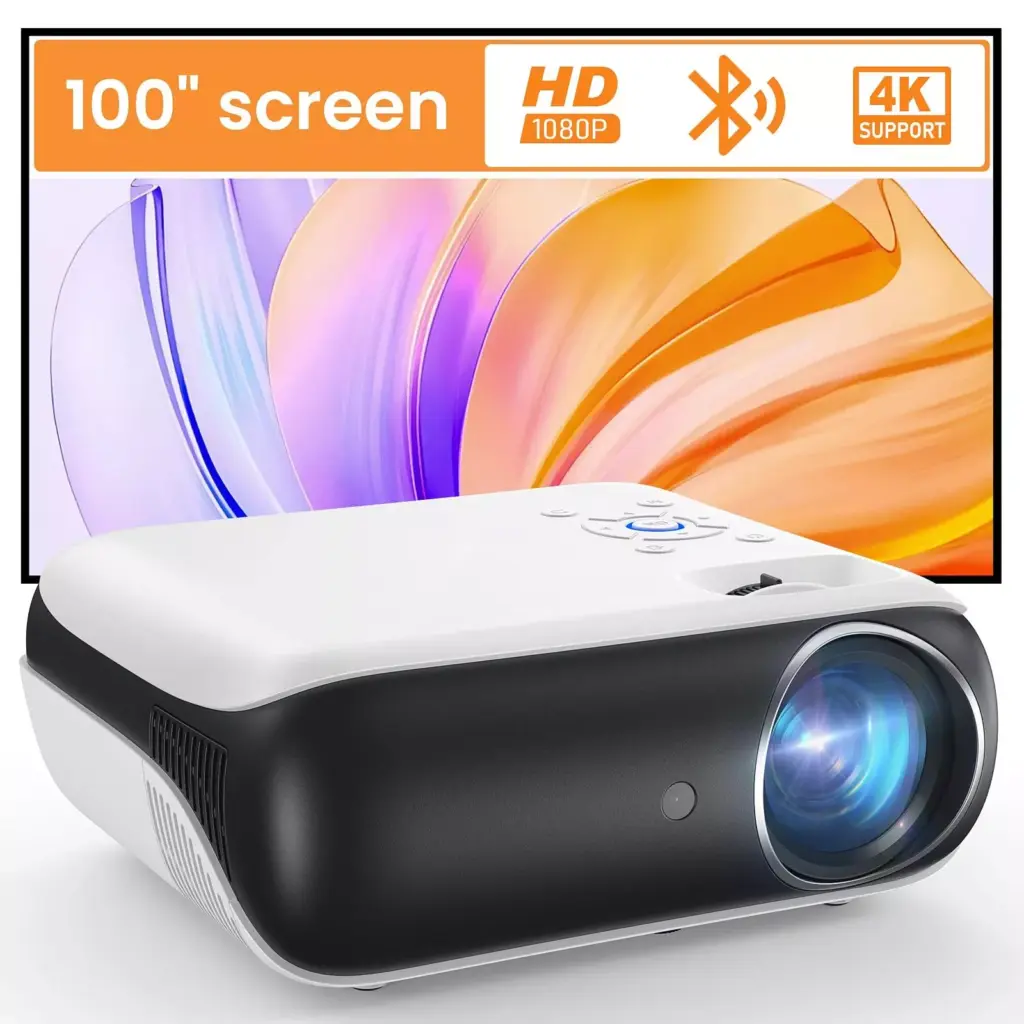 Portable 1080P Bluetooth Projector with Hi-Fi Speaker for Outdoor & Indoor Use