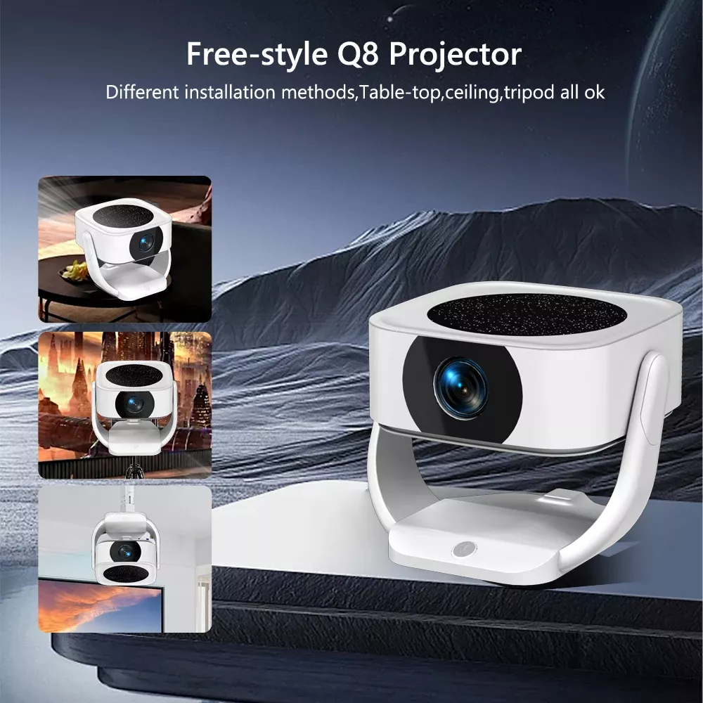 Portable 4K HD WiFi LED Home Theater Projector with Android 13