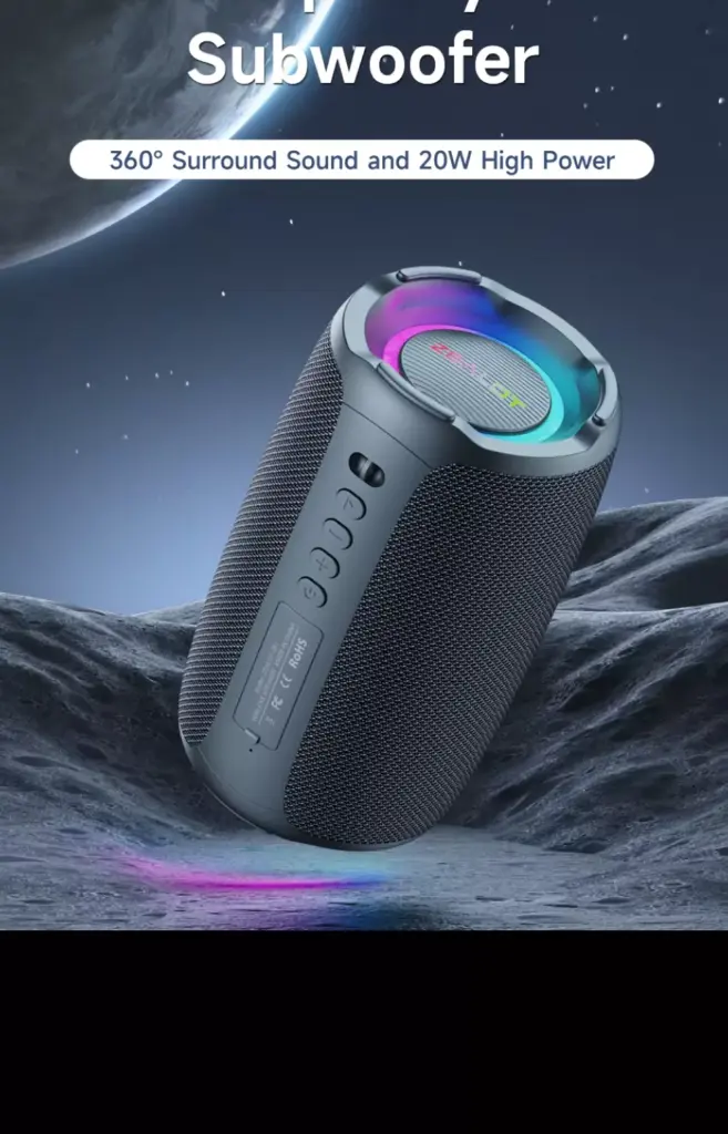 Portable 10W Bluetooth Speaker with Deep Bass, IPX5 Waterproof, TWS & SoundPulse