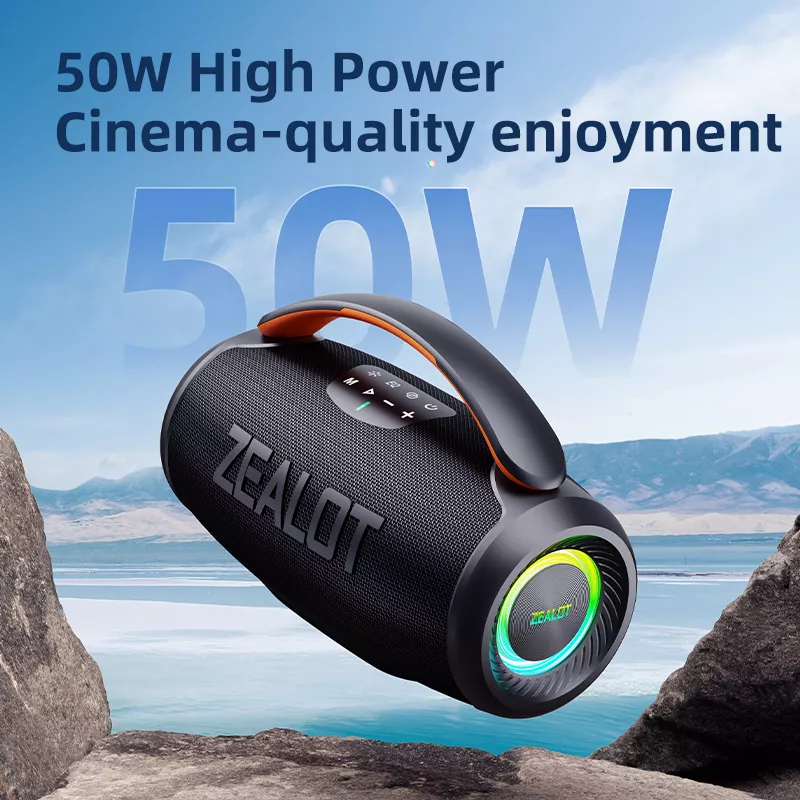 50W Bluetooth Speaker with IPX6 Waterproof, TWS, LED Lighting, and Portable Handle