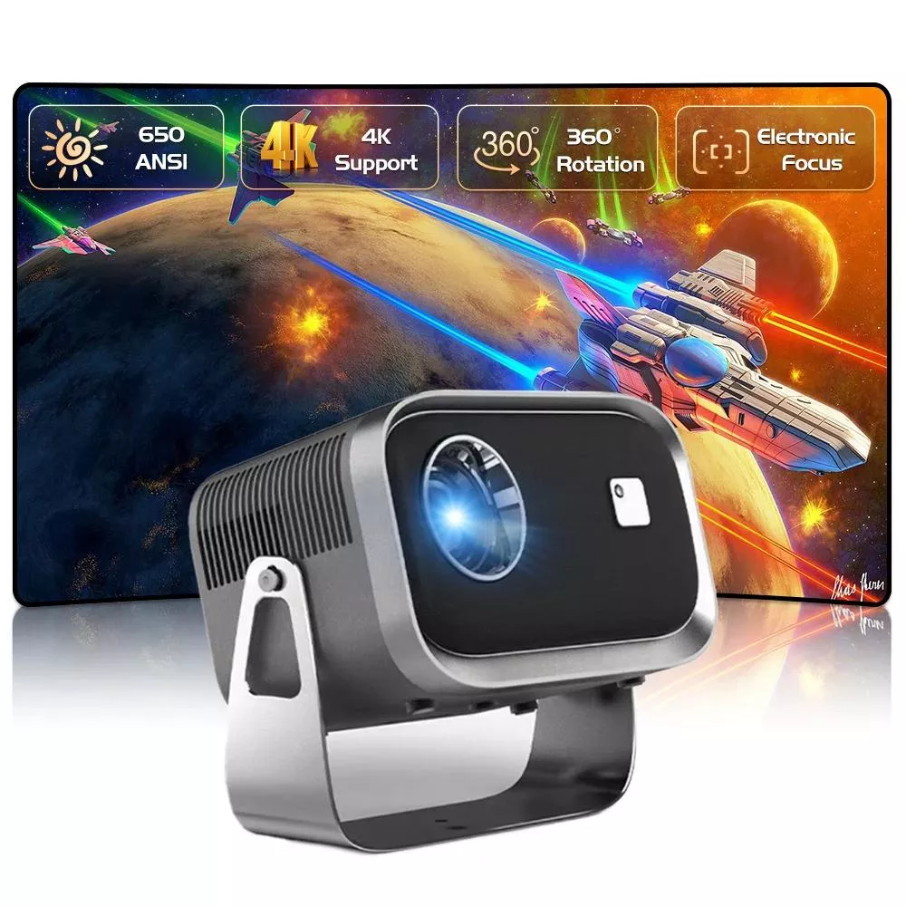 WiFi Portable 360° Rotating 1080P Home Theater Projector with Screen Mirroring