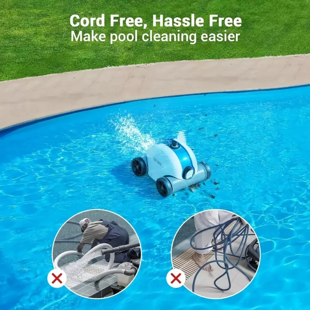Efficient Cordless Robotic Pool Cleaner with Advanced Filtration and Waterproof Design