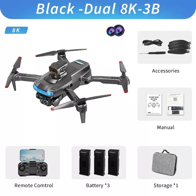 Black Dual 8K (3 Batteries)