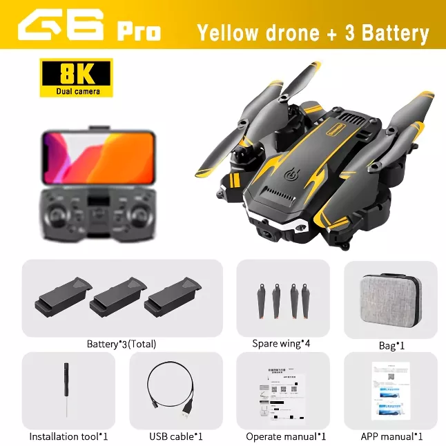Yellow PRO 8K Dual Camera (3 Batteries)