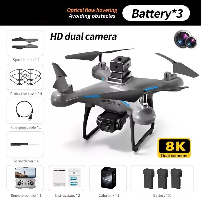 Gray with Dual 8K Camera (3 Batteries)