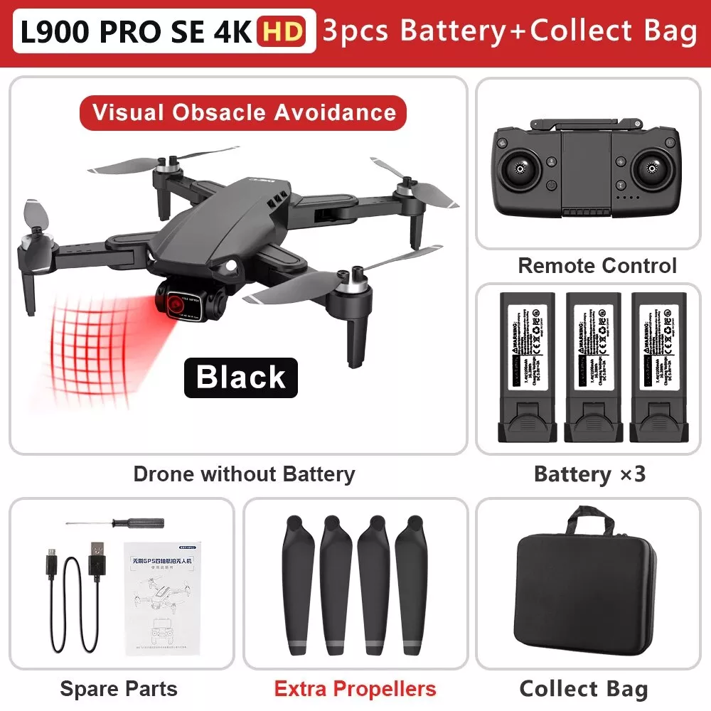 Black 4K HD with 3 Battery Bag
