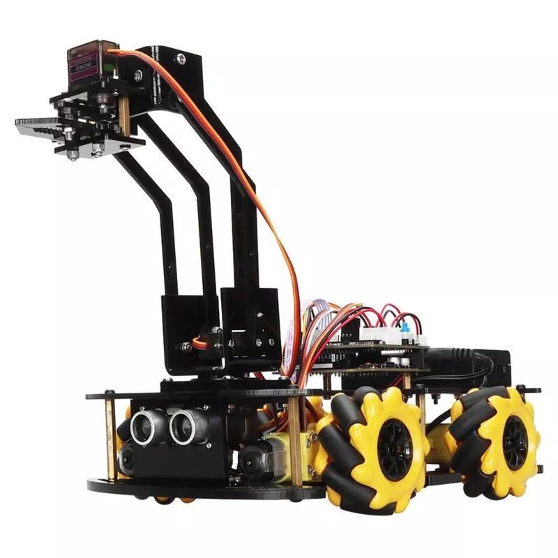 Smart 4WD Robotic Arm Car Kit: Programmable STEM Learning and Obstacle Avoidance Vehicle